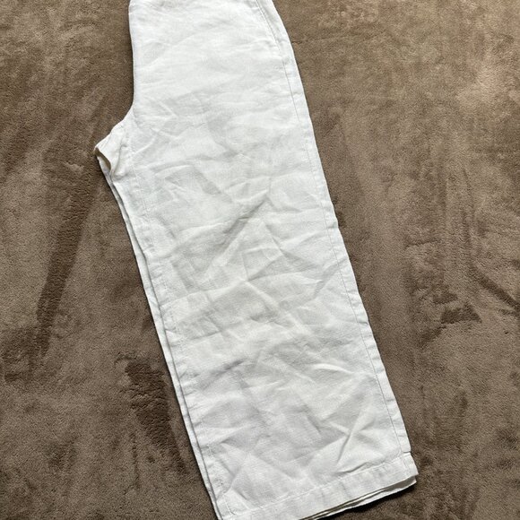 Eileen Fisher Linen Wide Leg Pants Petite Medium White Petite Side Zip - Picture 7 of 8